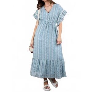 NEW ENDLESS BLU. boho midi dress in blue